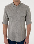 Khaki Regular Fit Long Sleeve Shirt