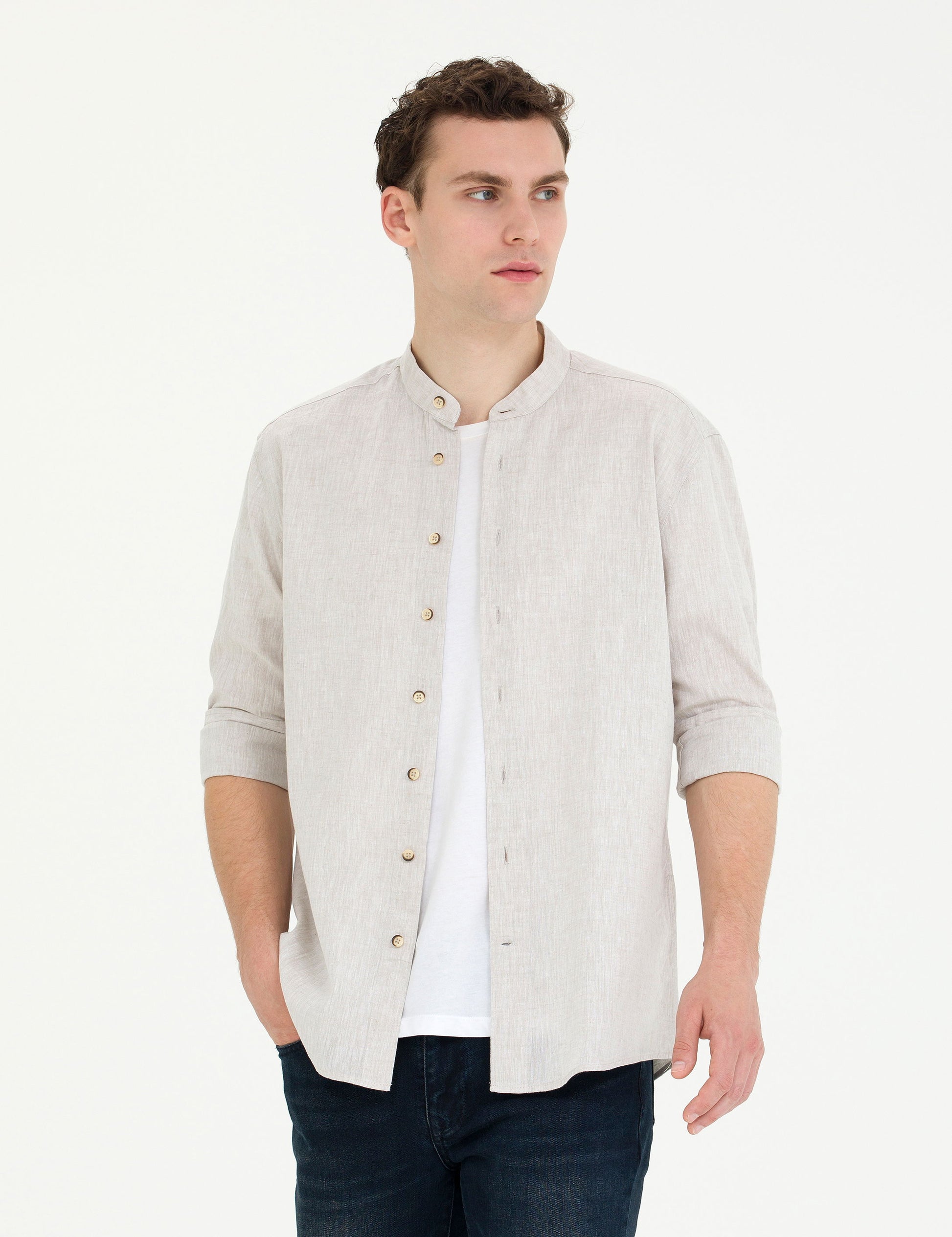 Light Brown Regular Fit Long Sleeve Shirt