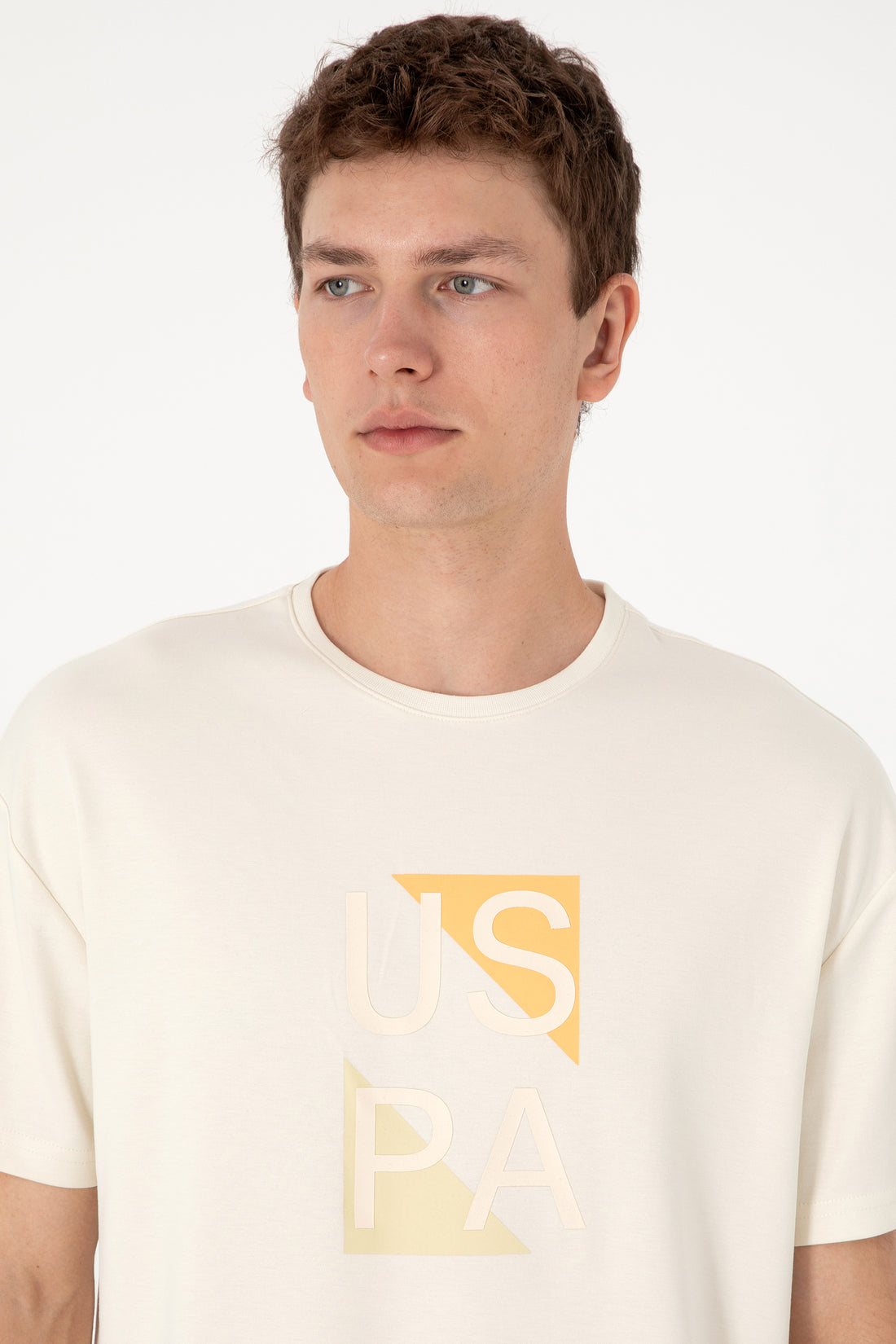 Men's Comfort Fit Cream Crew Neck T-Shirt