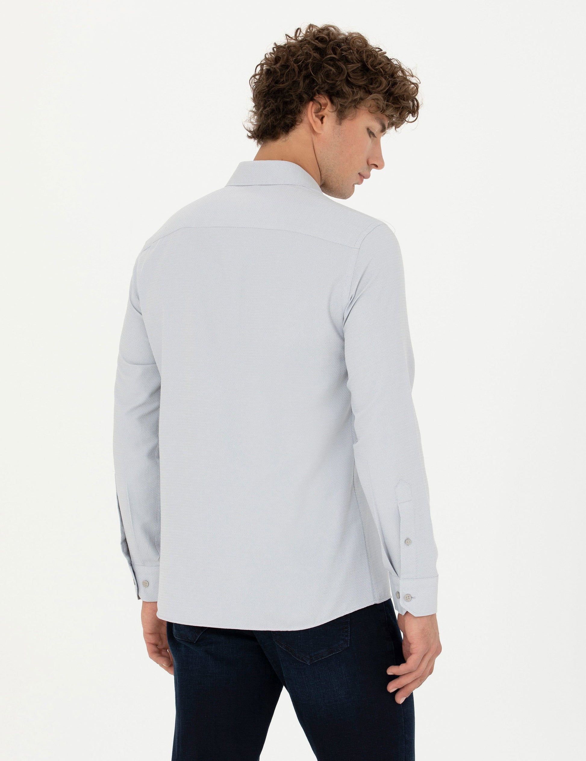 Grey Slim Fit Long Sleeve Shirt