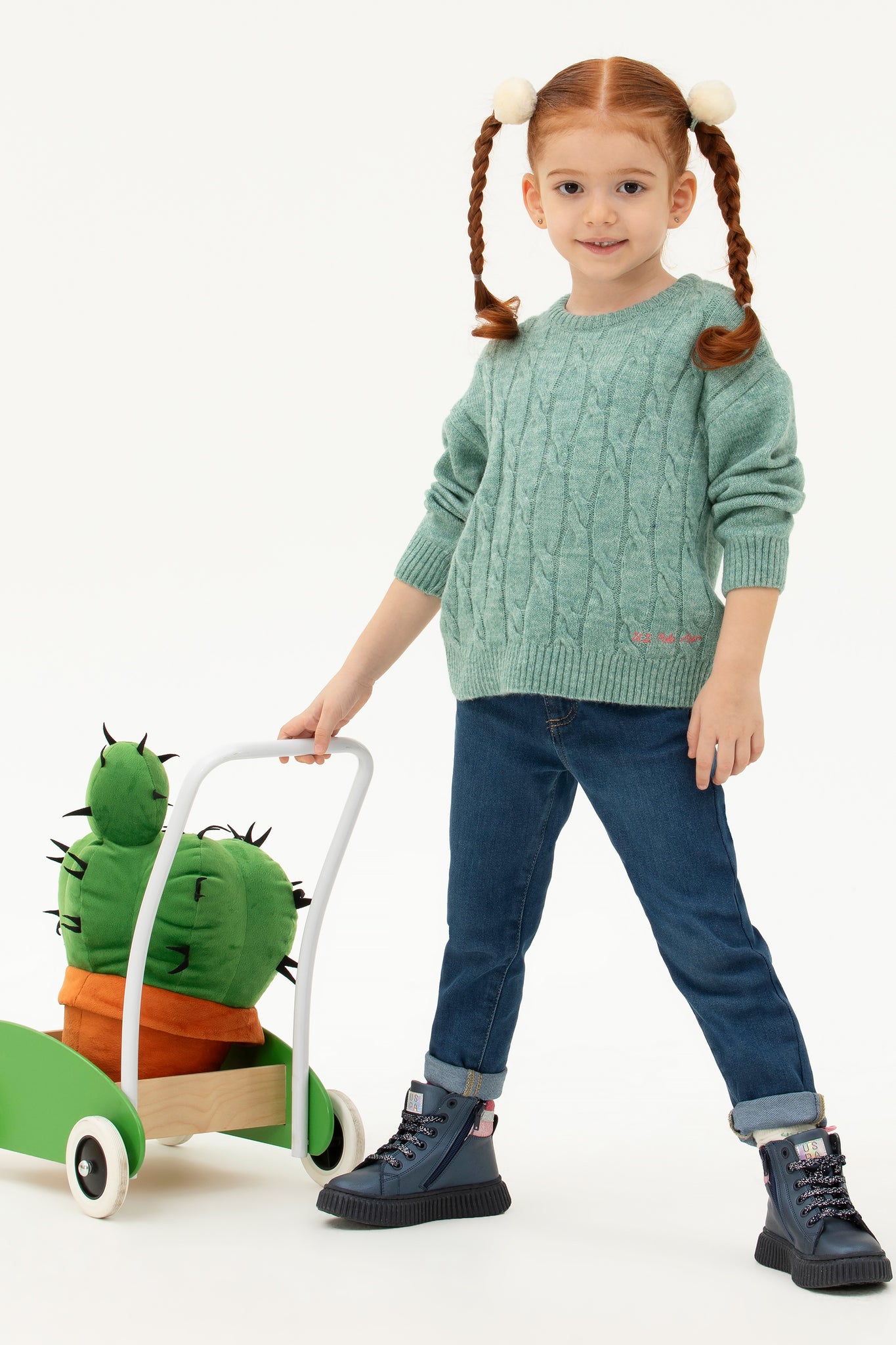 Girls' Mint Melange Sweater