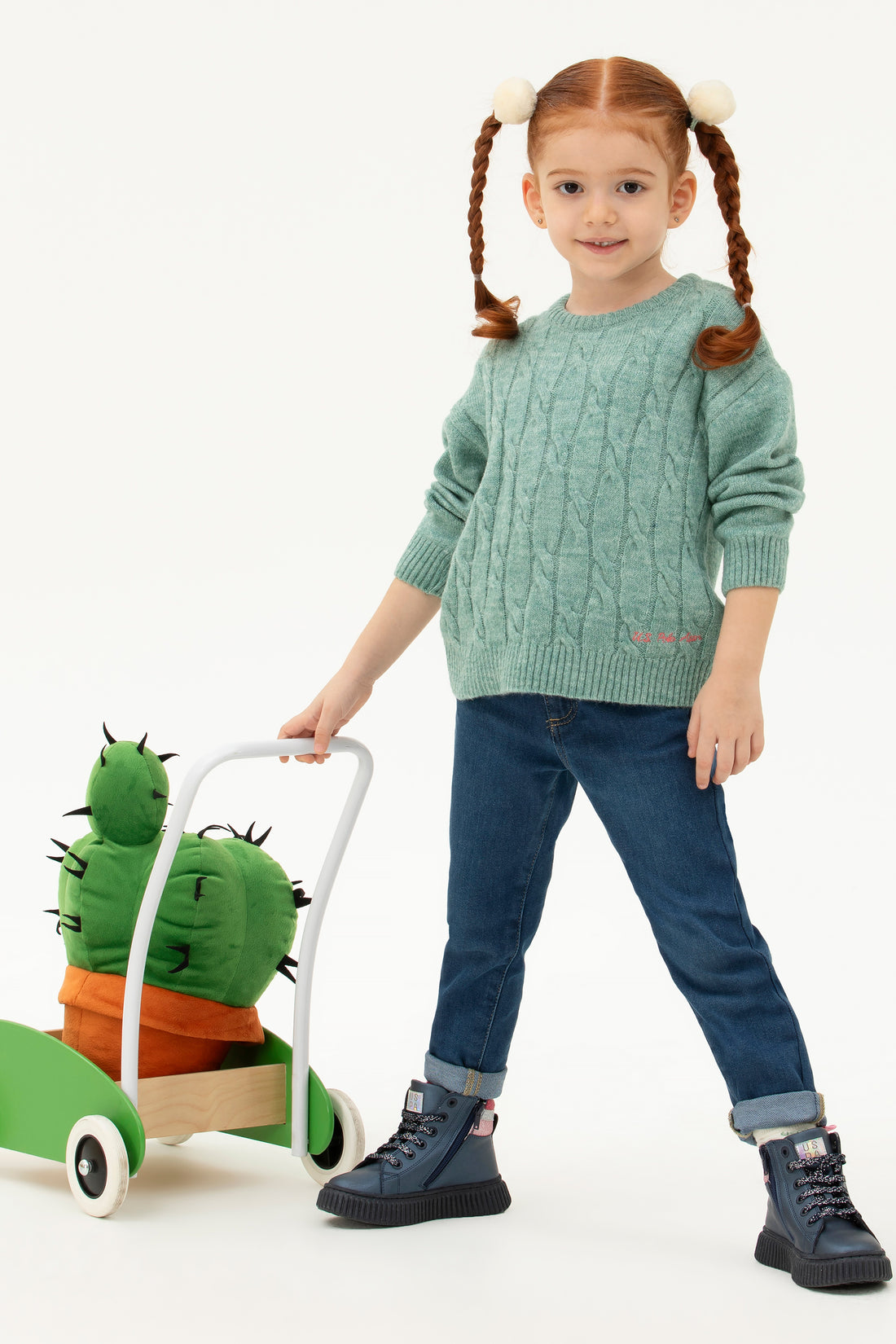 Girls' Mint Melange Sweater