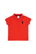 Boy Baby Red Basic Polo Neck T-Shirt