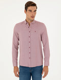 Burgundy Oxford Slim Fit Long Sleeve Shirt