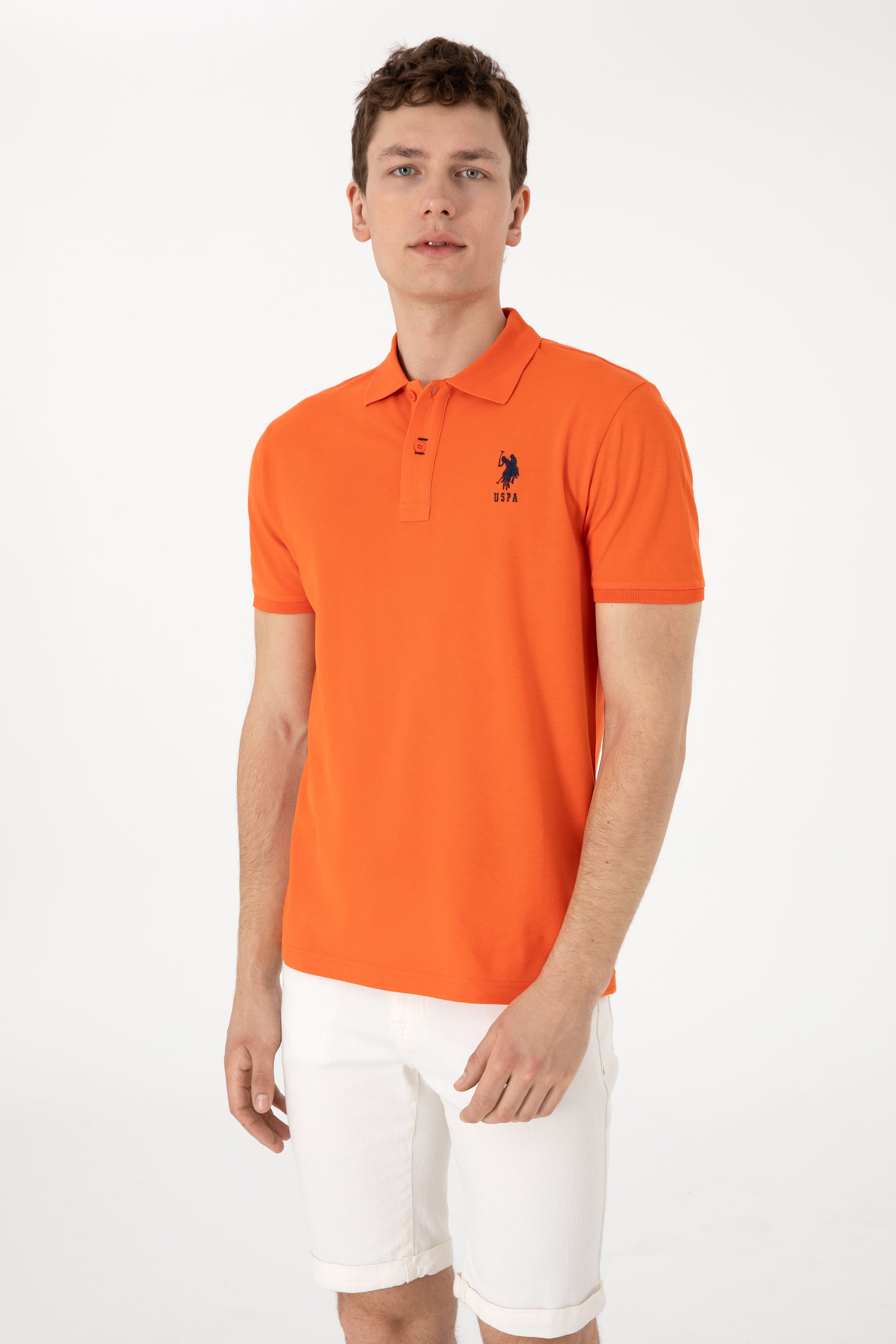 Men's Slim Fit Polo Neck Pomegranate Flower Basic T-Shirt