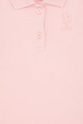 Baby Girl Powder Pink Polo Collar Sweatshirt