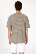 Men's Comfort Fit Crew Neck Mink Knit Patterned T-Shirt