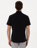 Black Basic Regular Fit Short Sleeve Pocket Shirt