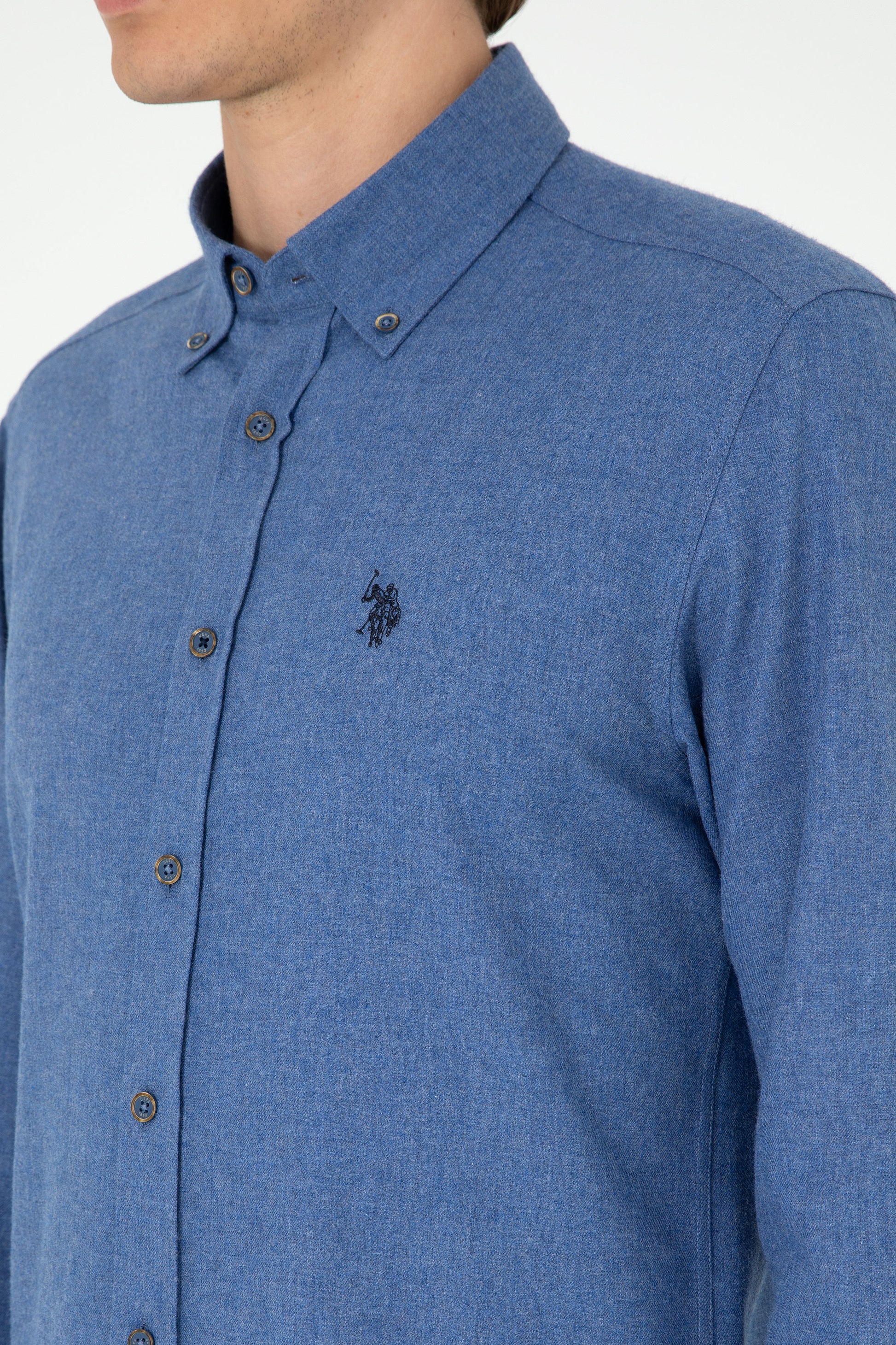 Men's Indigo Long Sleeve Basic Shirt