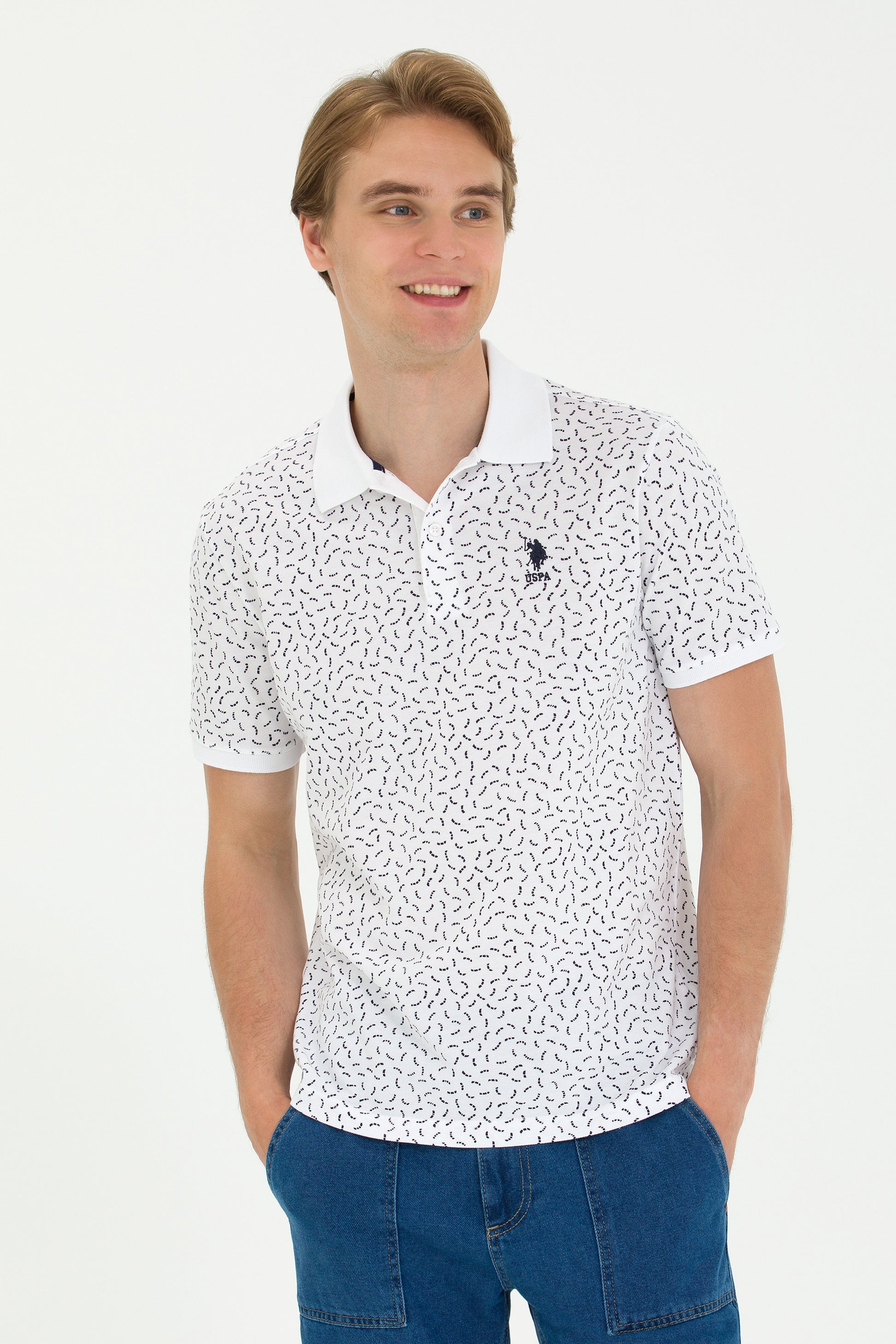 Men's Navy Blue Polo Neck T-Shirt