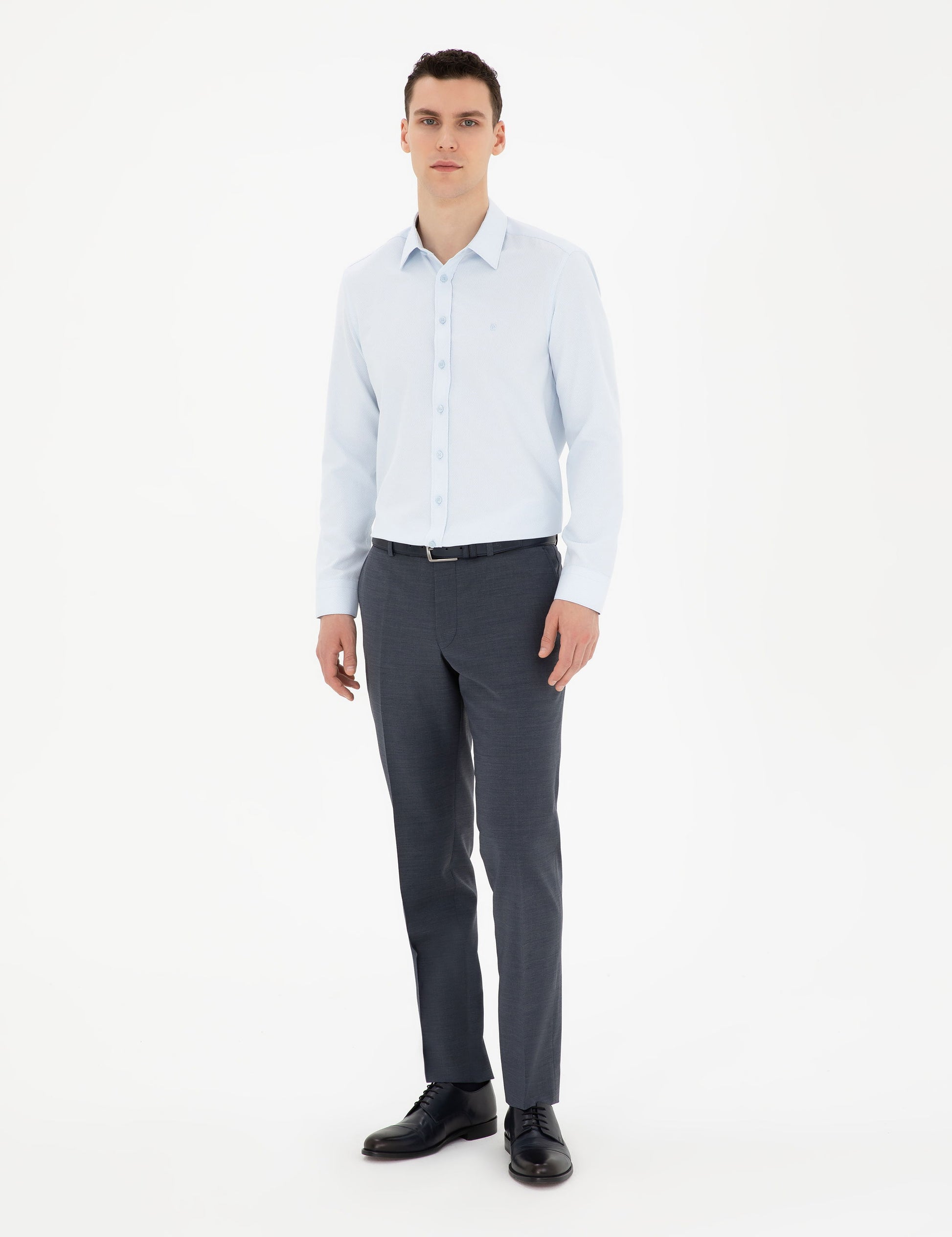 Light Blue Slim Fit Chunky Long Sleeve Shirt