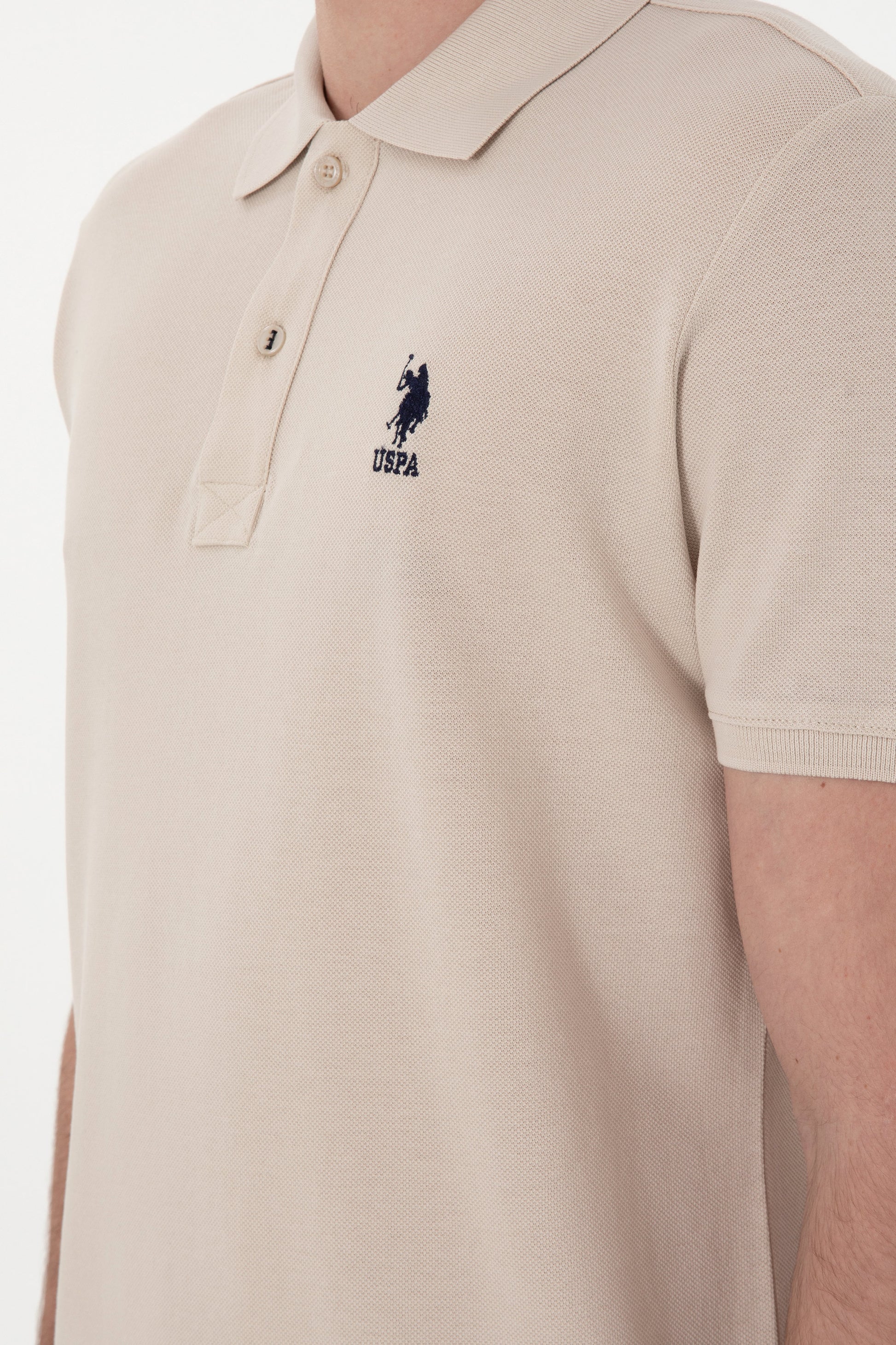 Men's Slim Fit Polo Neck Stone Basic T-Shirt