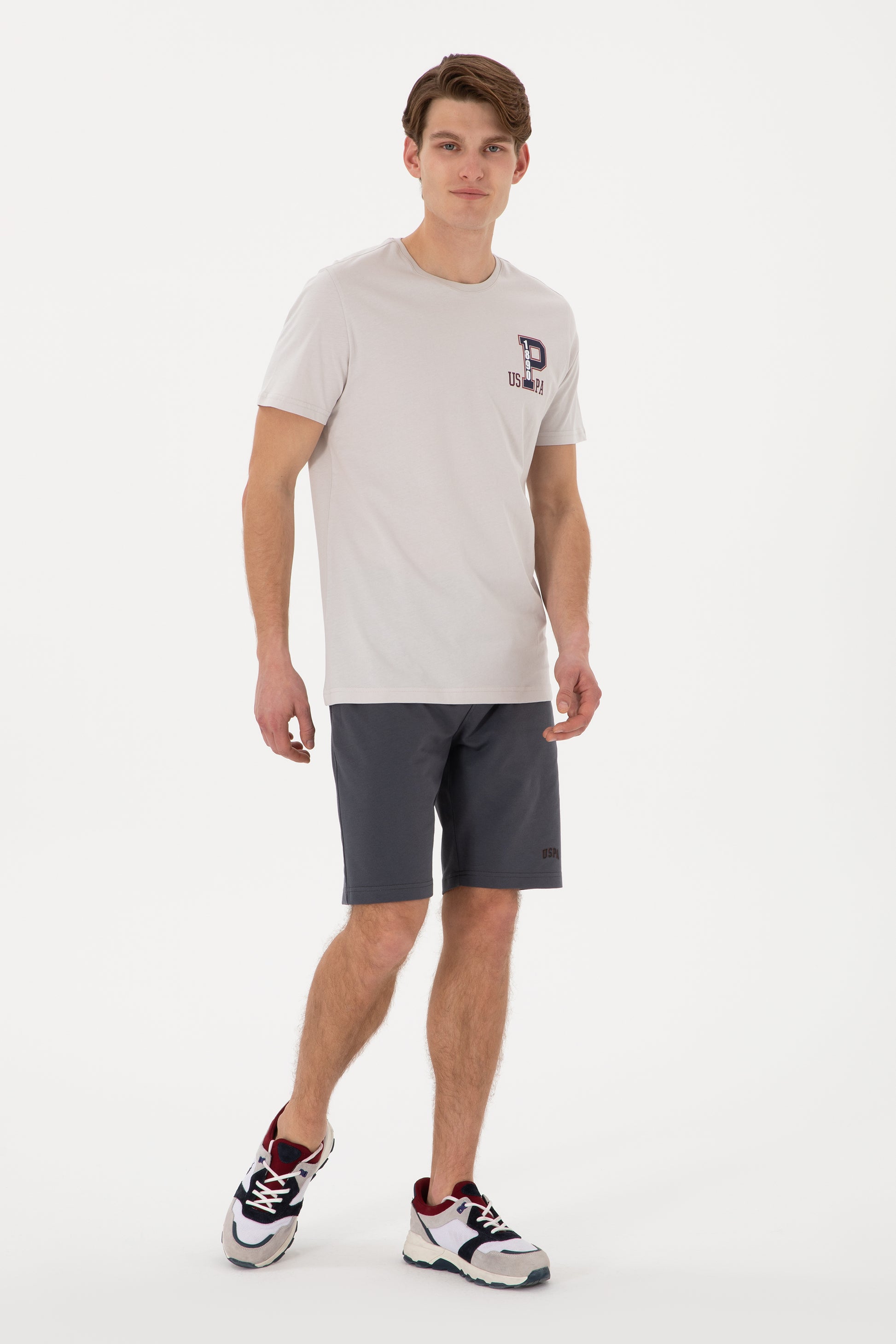 Men's Regular Fit Crew Neck Light Grey T-Shirt