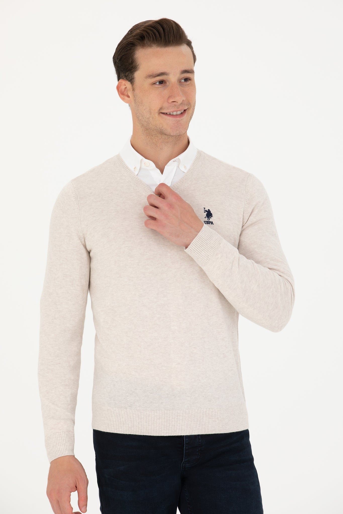 Men's Stone Melange Basic Sweater