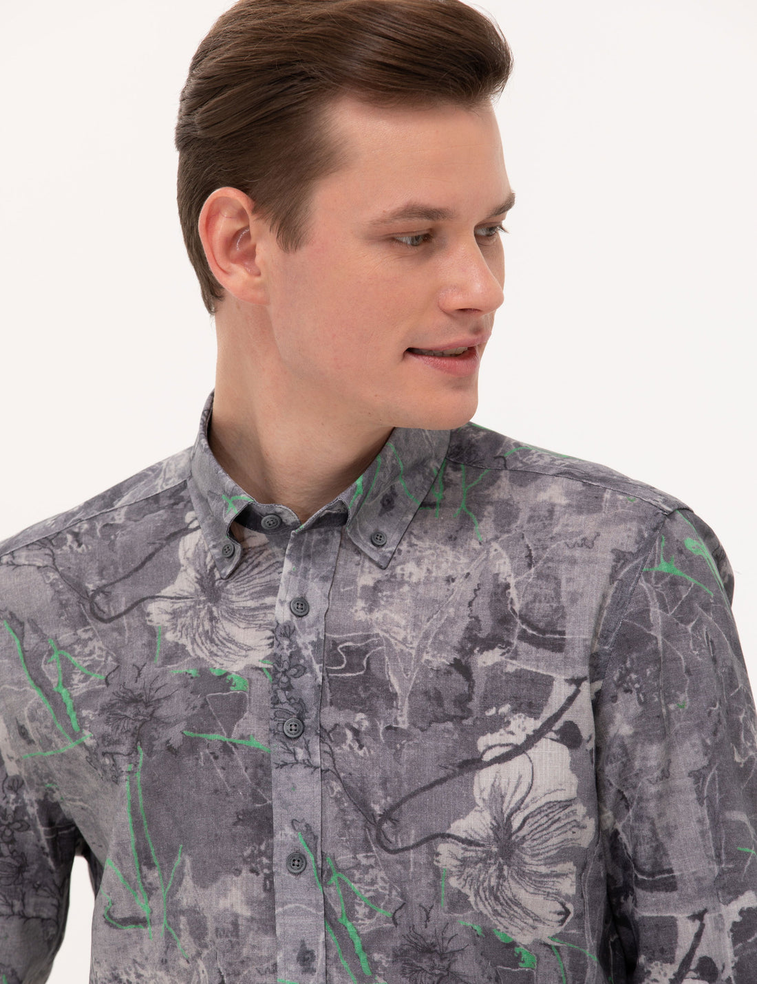 Grey Slim Fit Long Sleeve Shirt