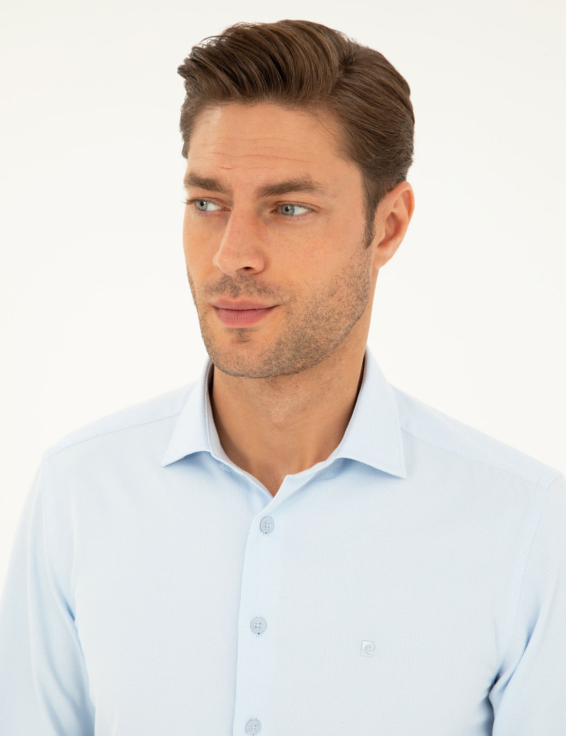 Light Blue Slim Fit Chunky Long Sleeve Shirt