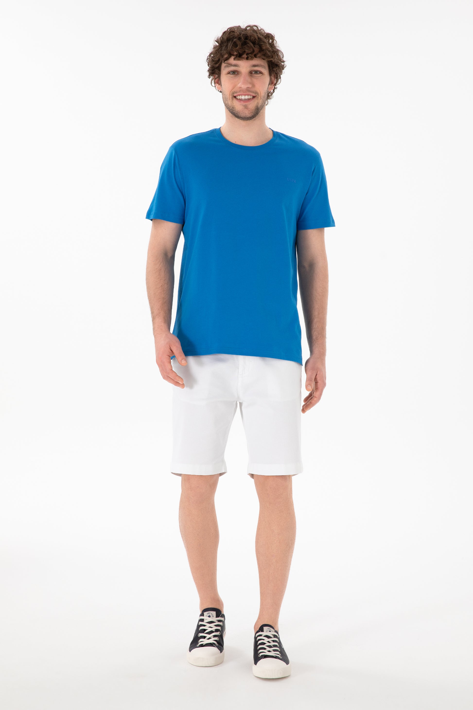 Men's Regular Fit Crew Neck Cobalt Blue Basic T-Shirt