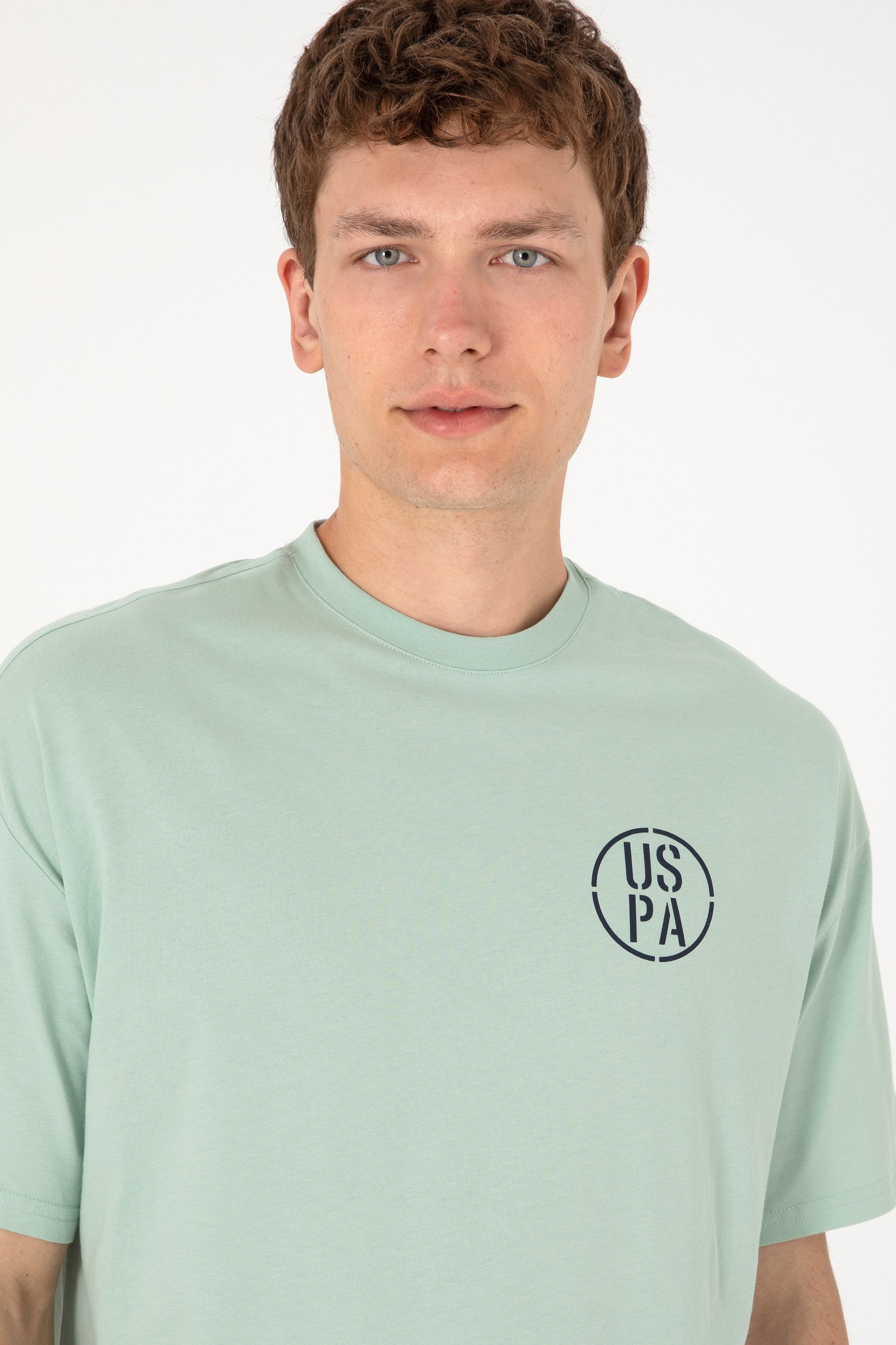 Men's Oversize Fit Crew Neck Water Green T-shirt