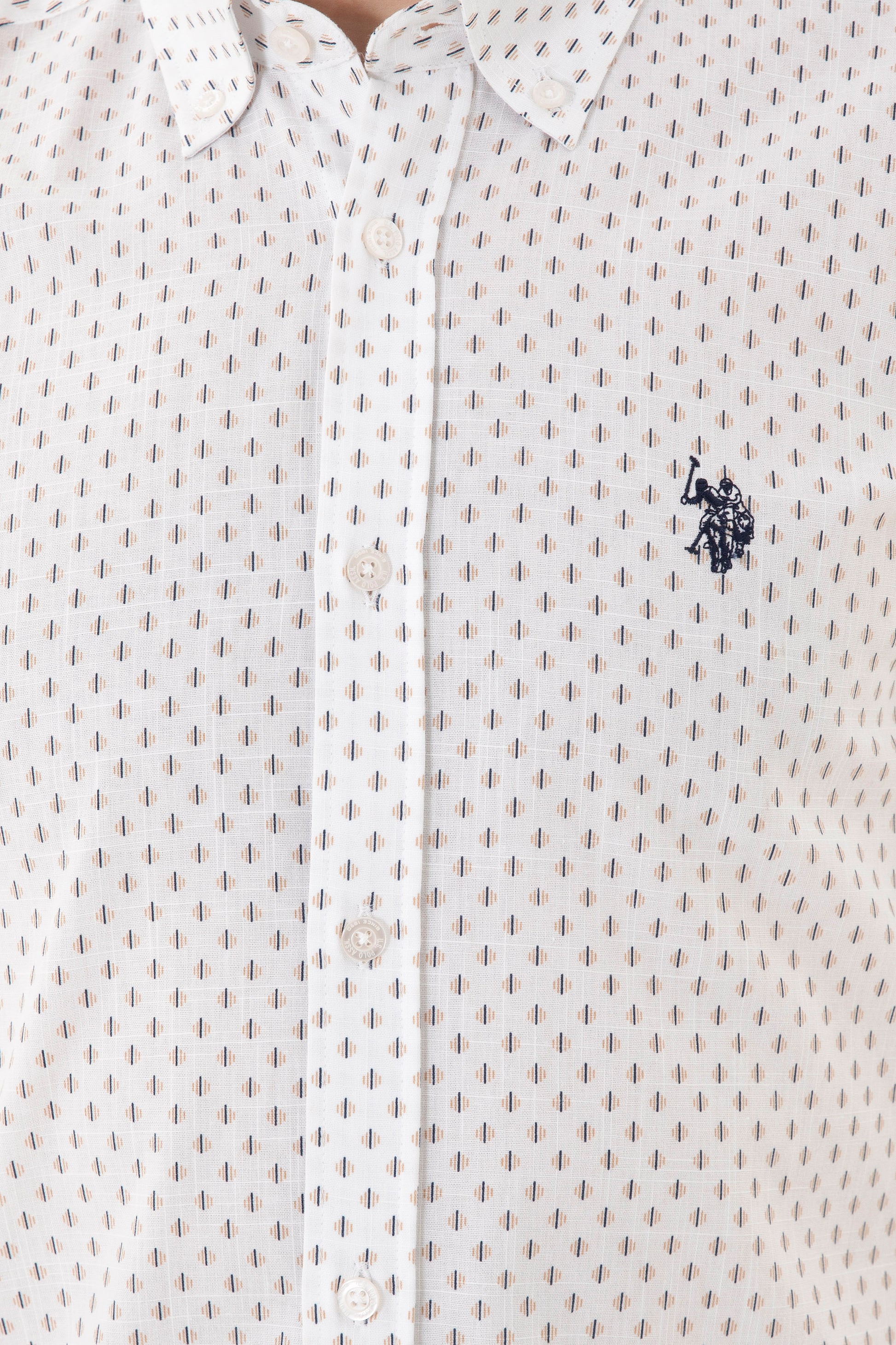 Men's Beige Printed White Shirt