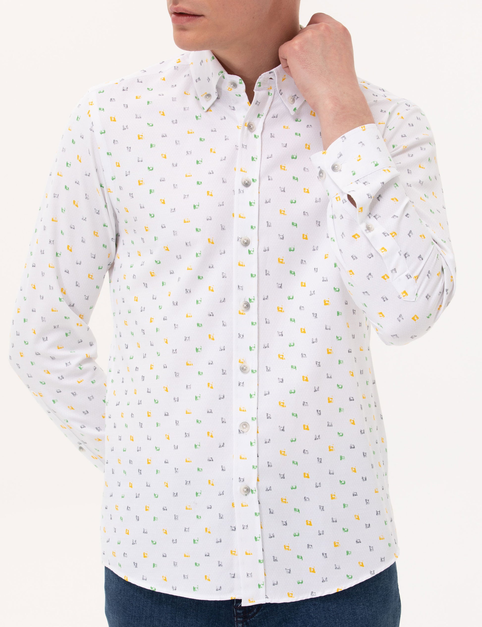 Light Green Slim Fit Long Sleeve Shirt