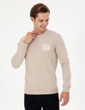 Men's Regular Fit Crew Neck Stone Sweatshirt