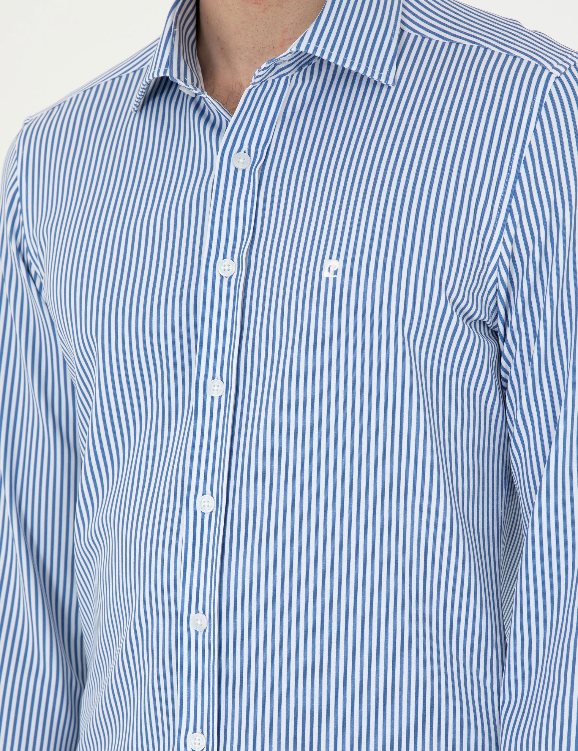 Blue Striped Ex. Slim Fit Long Sleeve Shirt