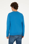 Comfort Fit Crew Neck Chunky Cobalt Basic Sweatshirt