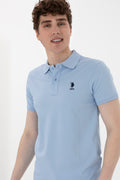 Men's Slim Fit Polo Neck Light Blue Basic T-Shirt