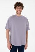 Men's Long Fit Crew Neck Grey Basic T-Shirt