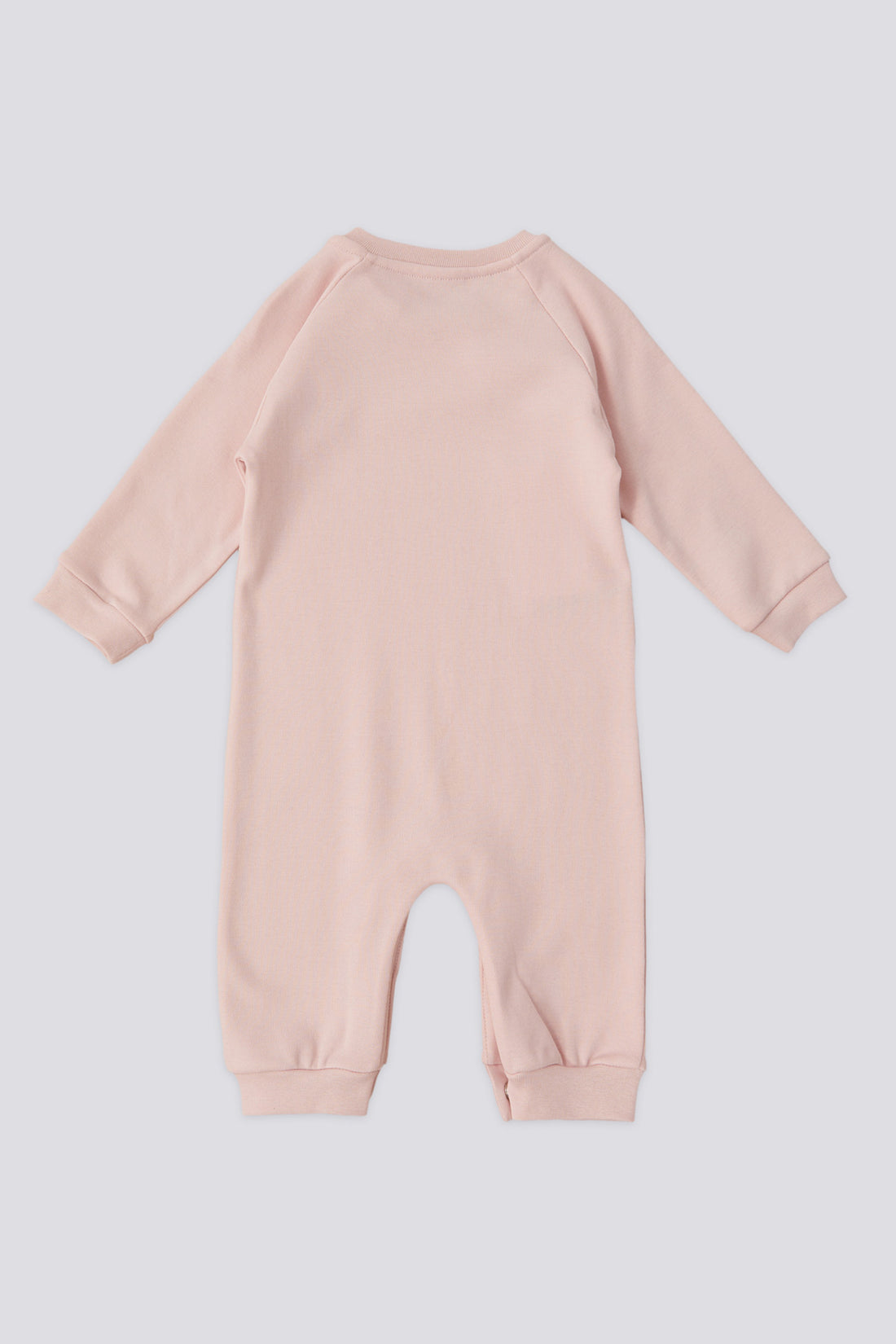 Baby Girl Powder Pink Patched 100% Cotton Jumpsuit