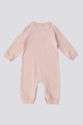 Baby Girl Powder Pink Patched 100% Cotton Jumpsuit