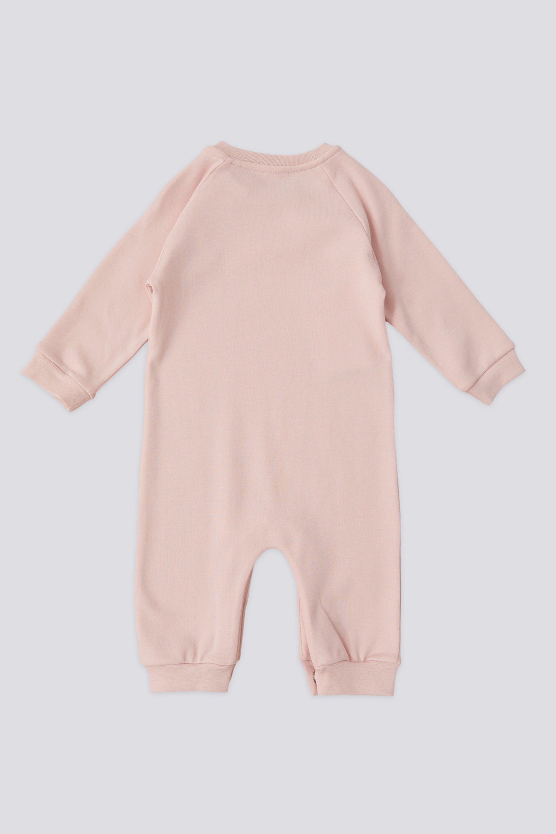 Baby Girl Powder Pink Patched 100% Cotton Jumpsuit