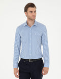 Blue Striped Ex. Slim Fit Long Sleeve Shirt