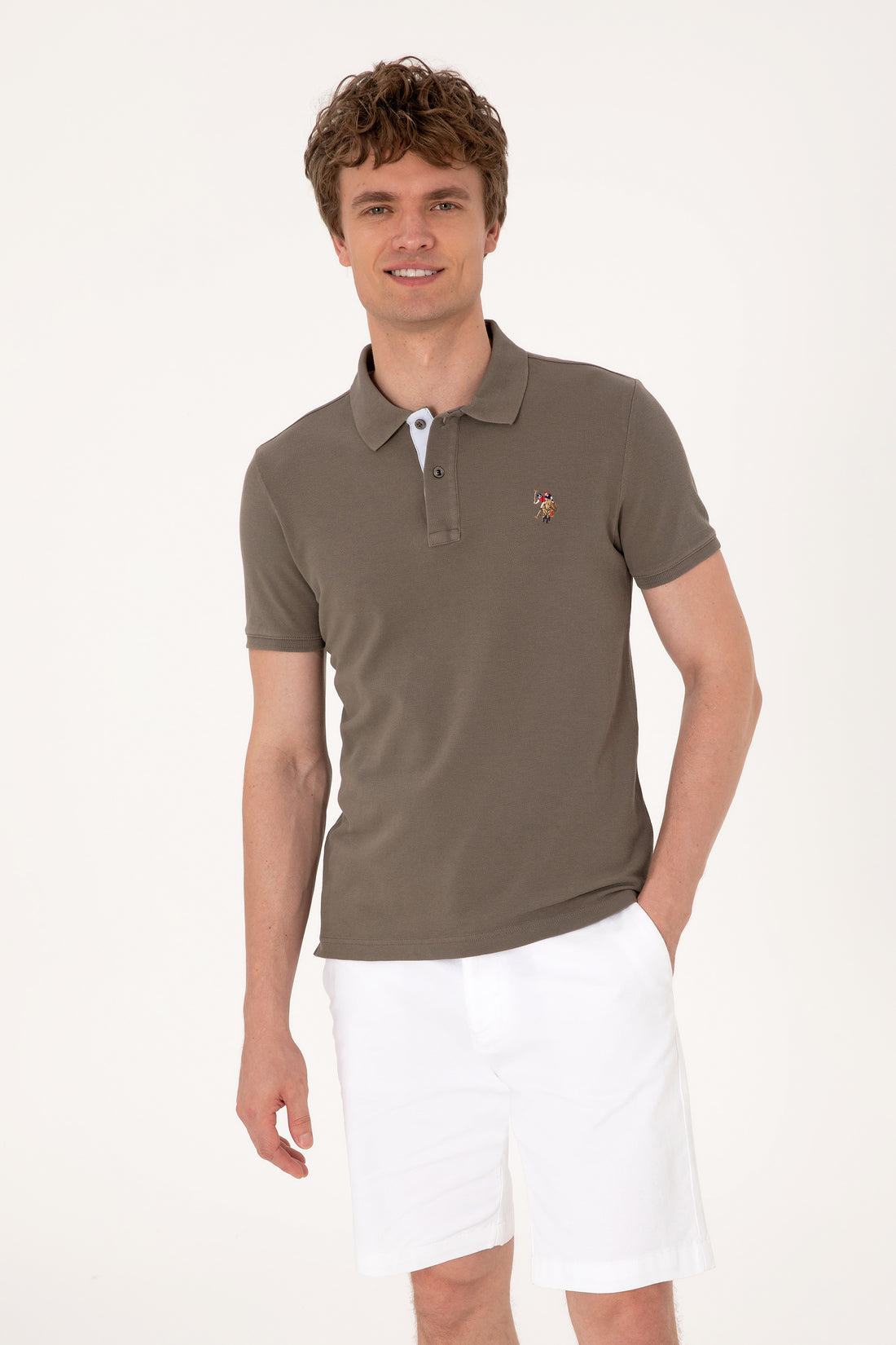Men's Slim Fit Polo Neck Mink Basic T-Shirt