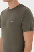 Men's Slim Fit Crew Neck Dark Khaki T-Shirt