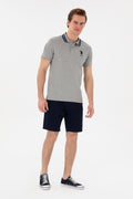 Men's Slim Fit Polo Neck Grey Melange Basic T-Shirt