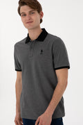 Men's Regular Fit Polo Neck Anthracite Melange Basic T-Shirt