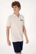 Men's Regular Fit Zipper Stone T-Shirt