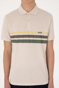 Men's Regular Fit Polo Neck Stone T-Shirt