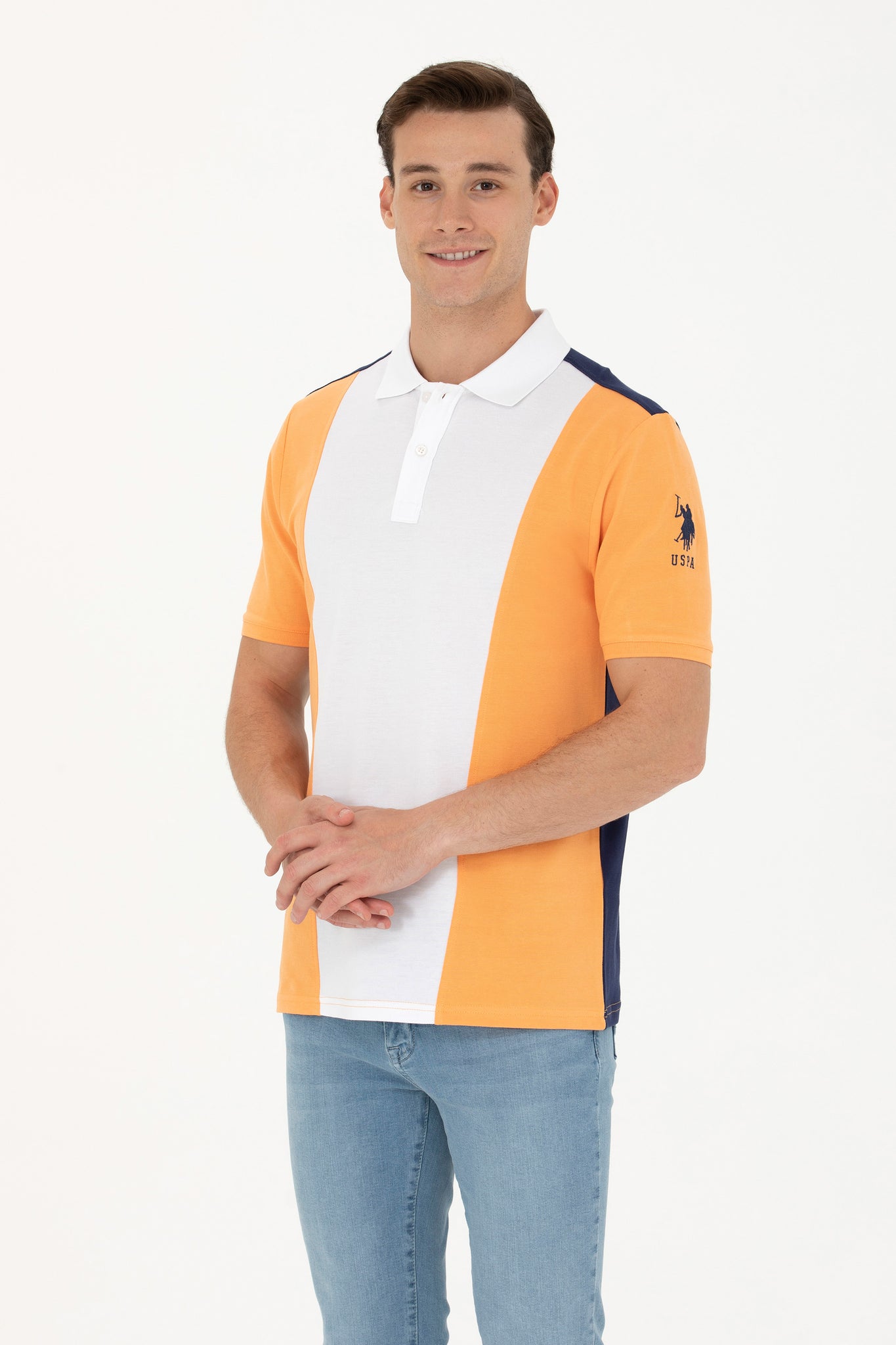 Men's Orange Polo Neck T-Shirt