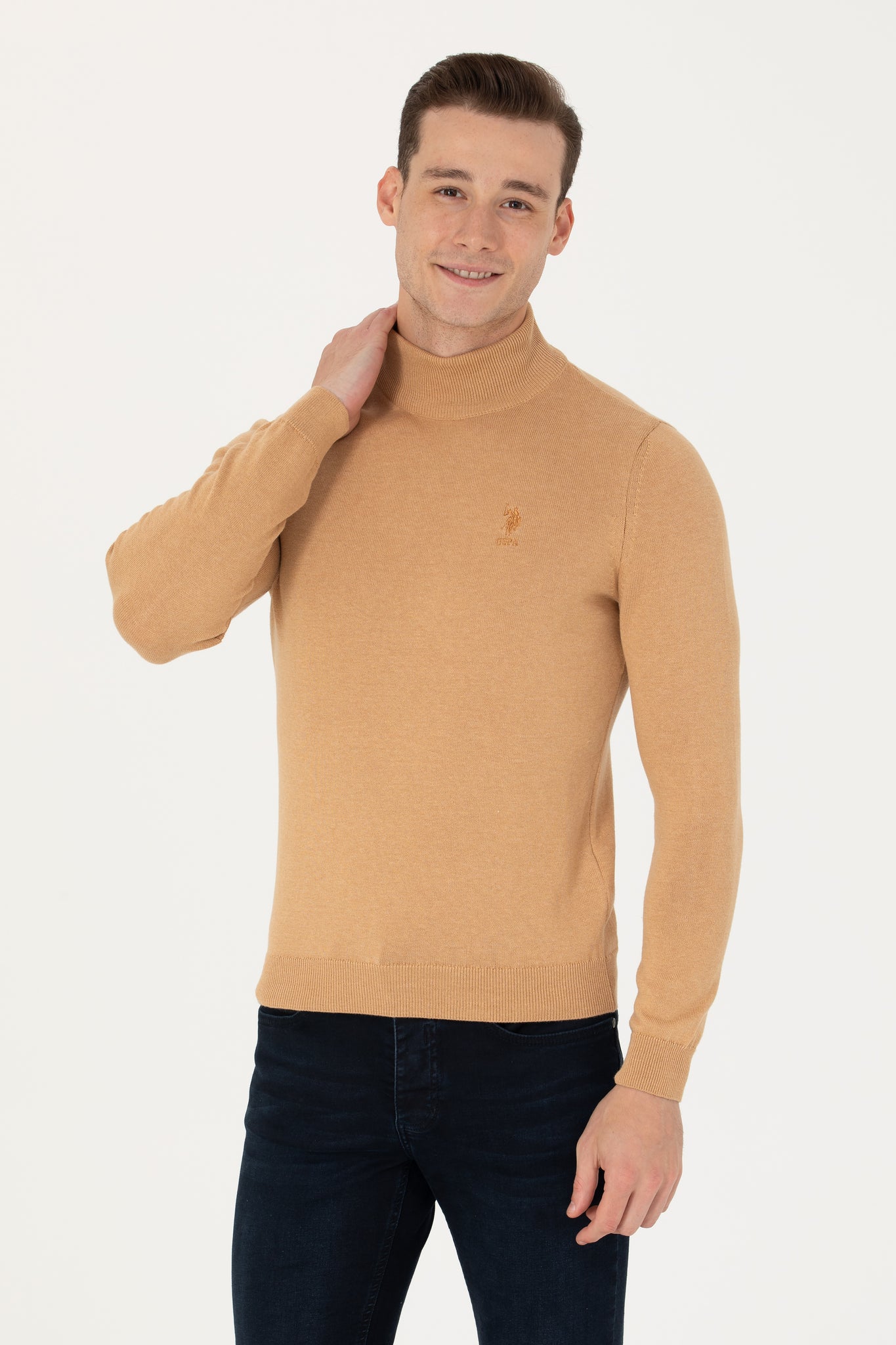 Men's Sand Melange Basic Sweater