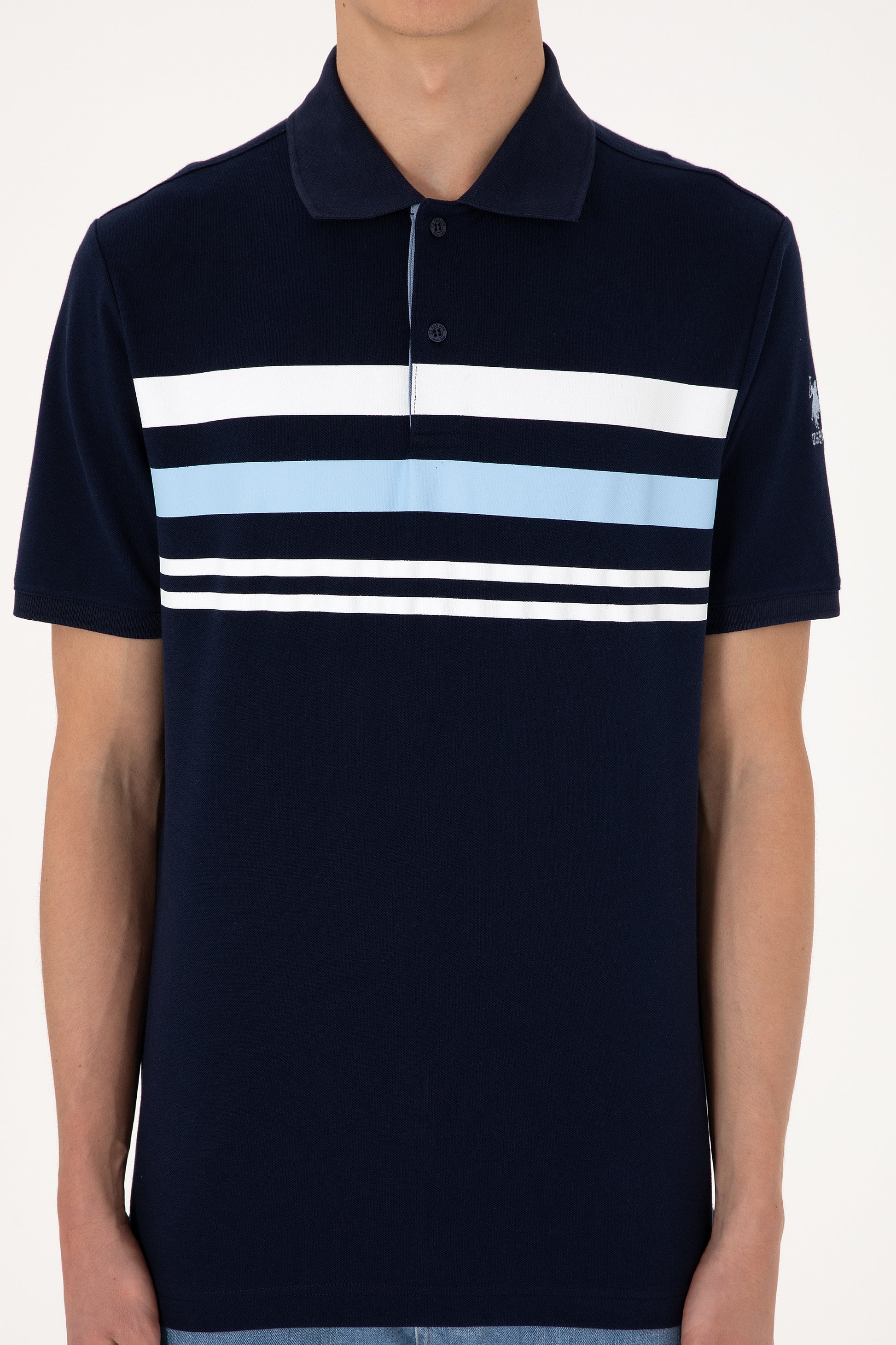 Men's Regular Fit Polo Neck Navy T-Shirt