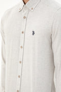 Men's Beige Long Sleeve Basic Shirt