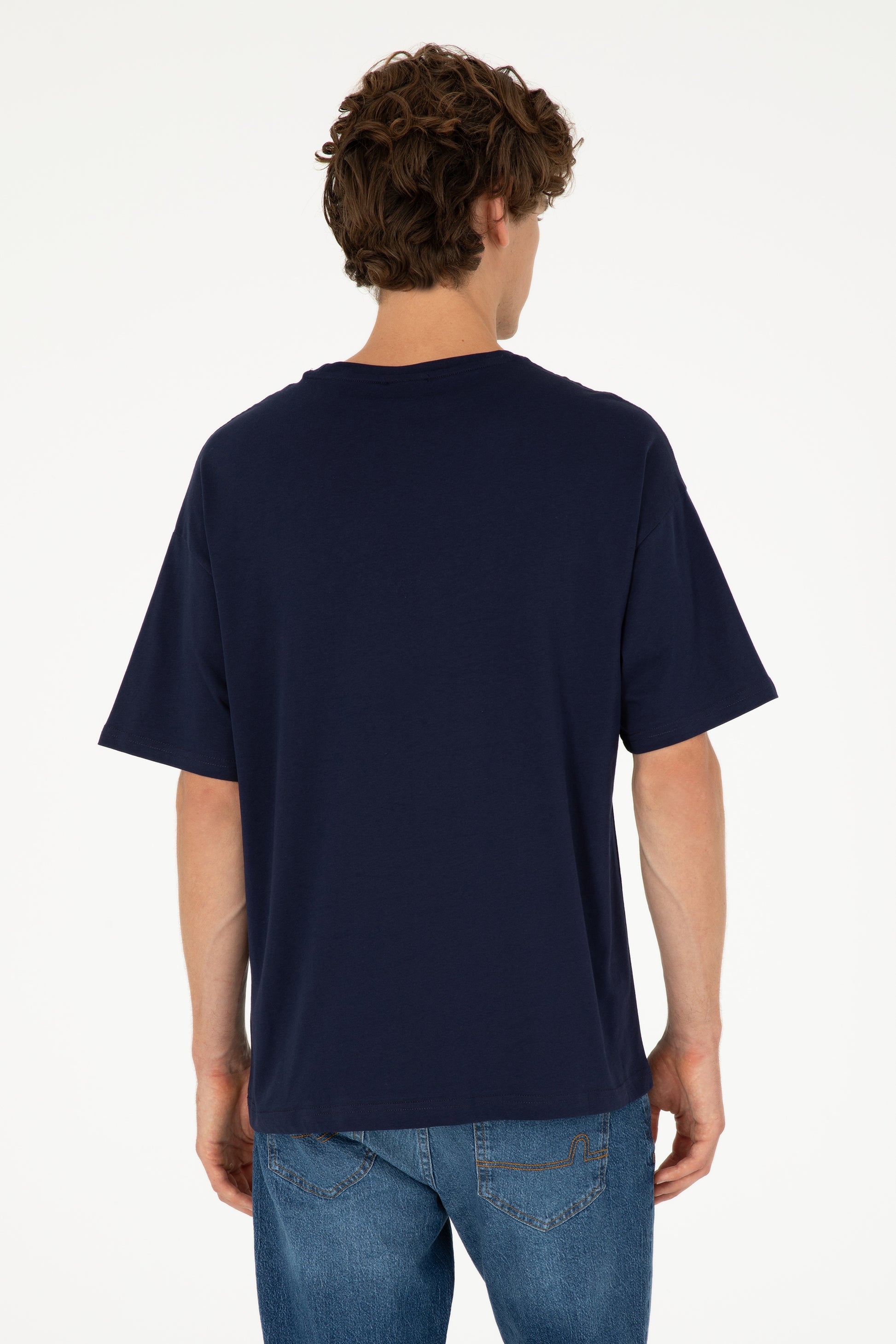 Men's Oversize Fit Crew Neck Navy T-Shirt