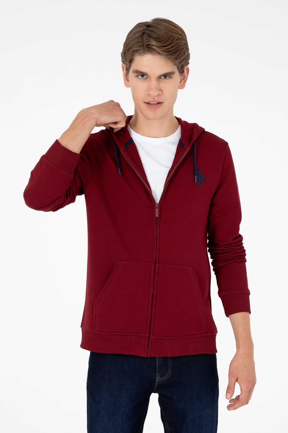 Men's Burgundy Knitted Cardigan