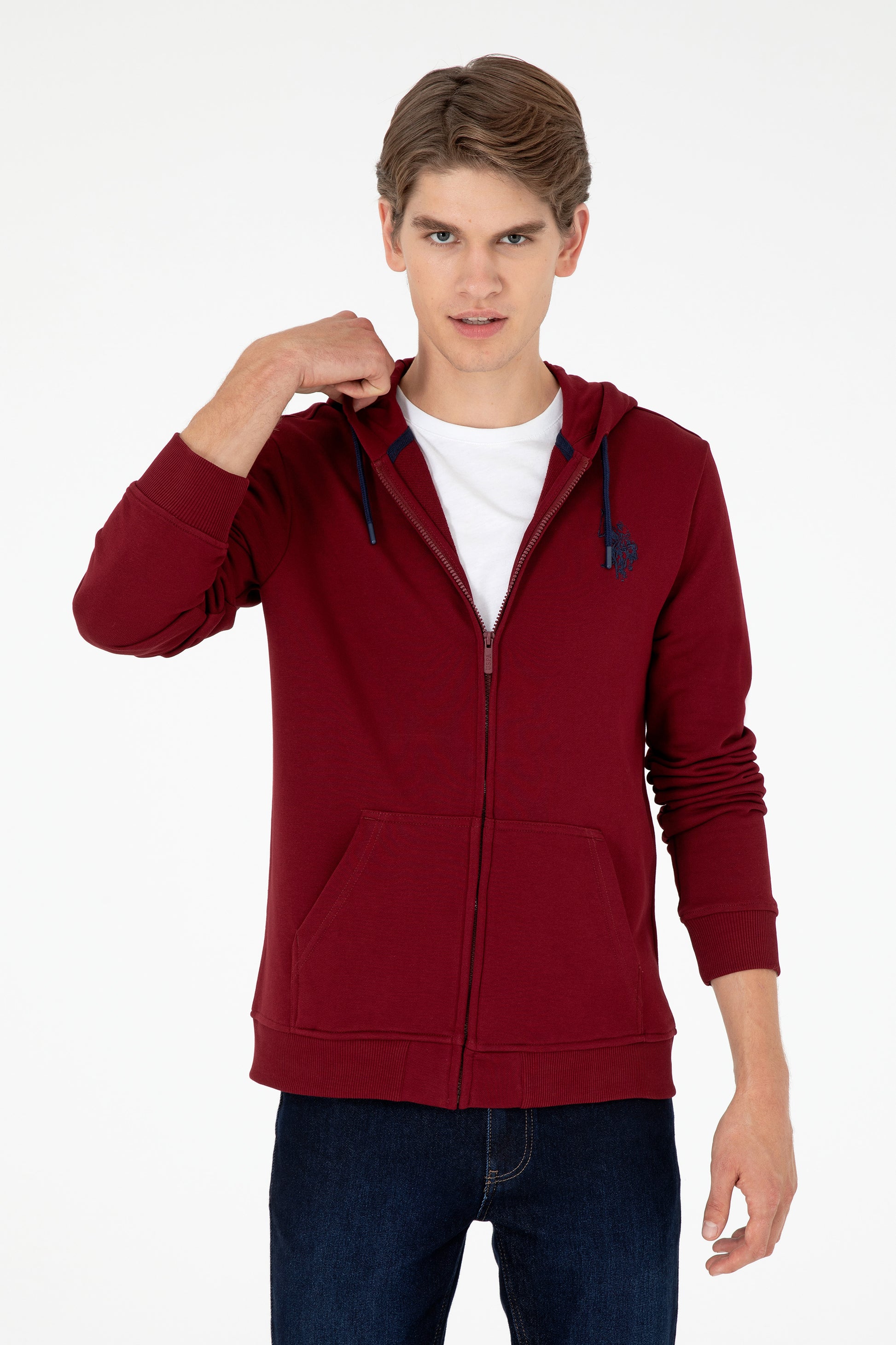 Men's Burgundy Knitted Cardigan