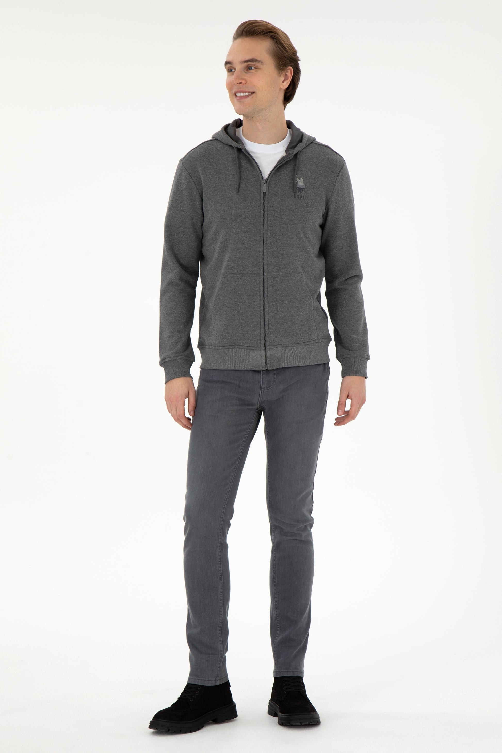 Men's Anthracite Melange Knitted Cardigan