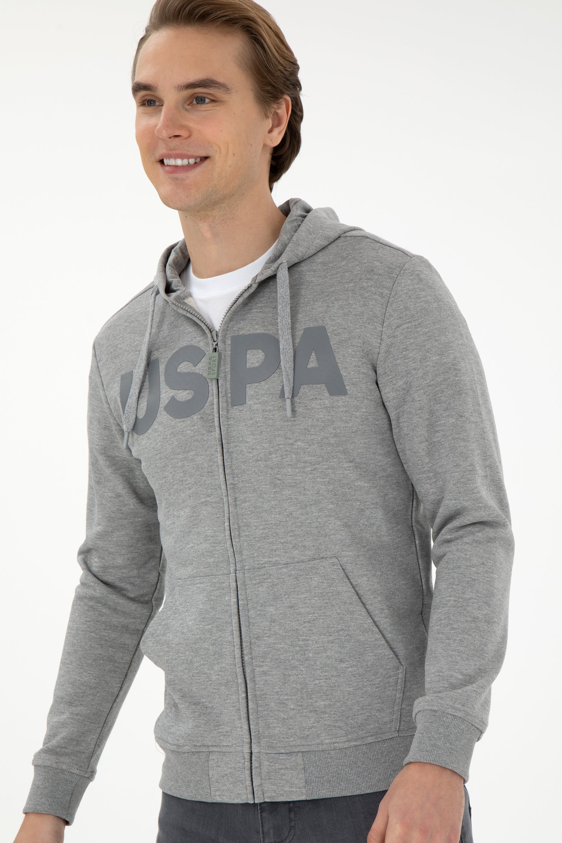 Men's Grey Melange Knitted Cardigan