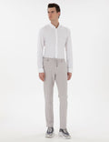 White Slim Fit Striped Long Sleeve Shirt