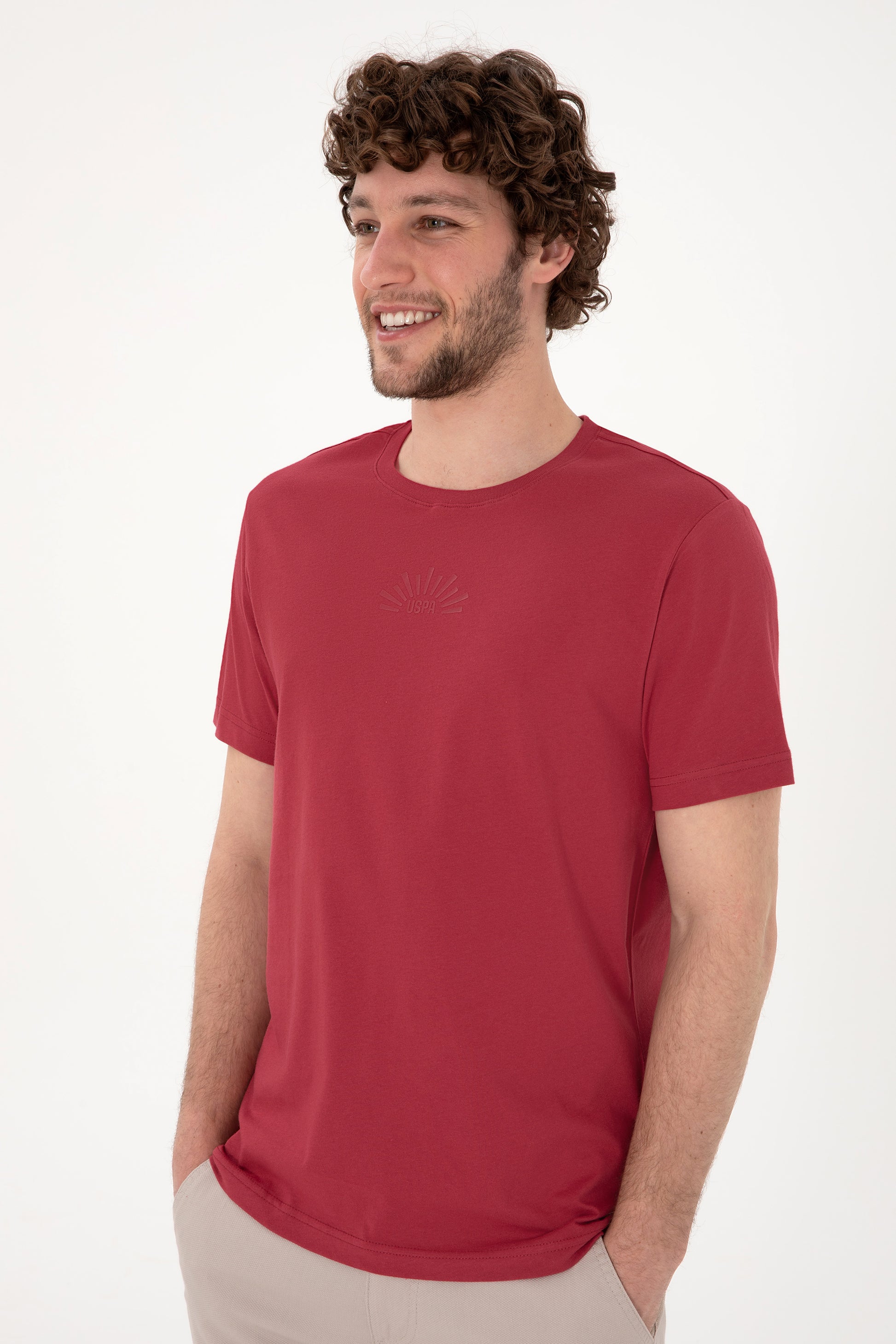 Men's Regular Fit Crew Neck Cherry T-Shirt